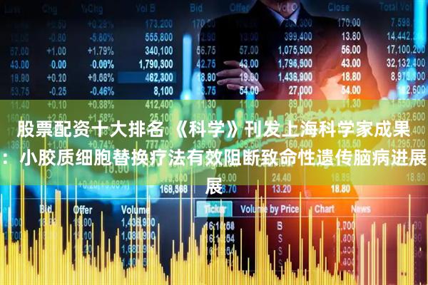 股票配资十大排名 《科学》刊发上海科学家成果：小胶质细胞替换疗法有效阻断致命性遗传脑病进展